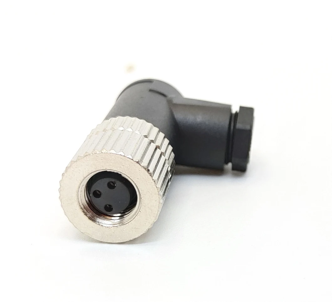 Wireless Right Angle M8 Round Plug Circular Connector Female 3 Pin Field-Wireable