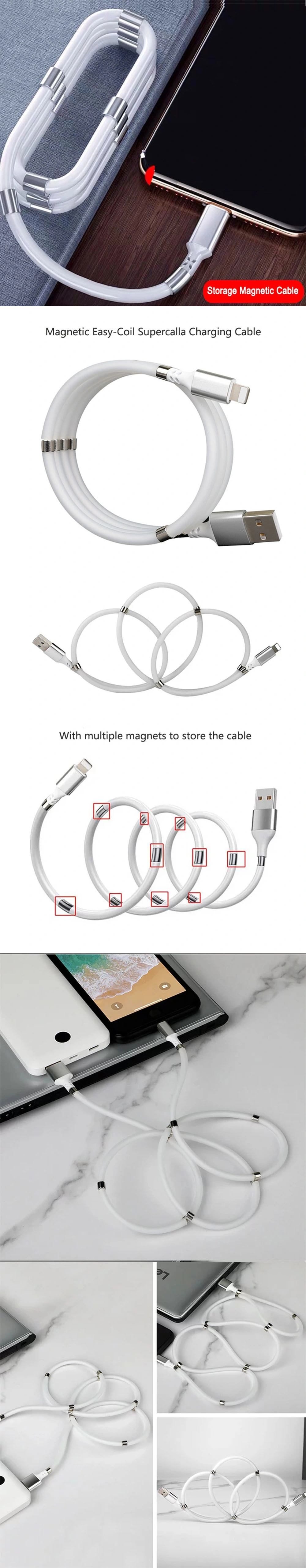 Rt-Mc25 Magnetic Self Winding Lightning Easy Coil 3A Fast Charging Cable