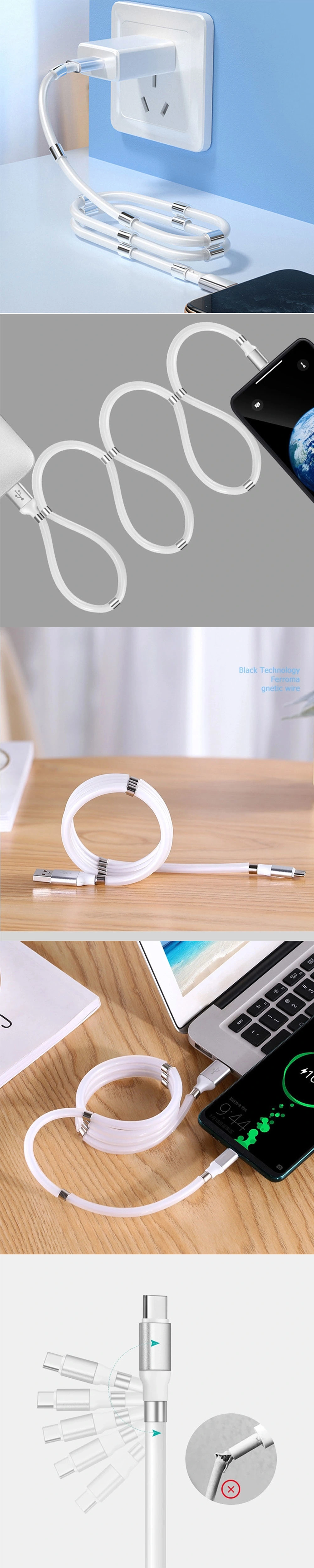 Rt-Mc25 Magnetic Self Winding Lightning Easy Coil 3A Fast Charging Cable